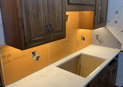 custom white stone counters wood cabinets little canada mn