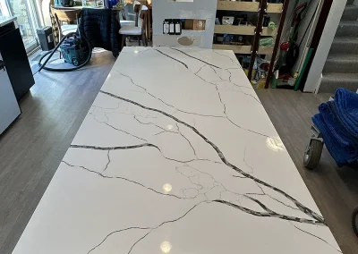 dramatic veined stone kitchen island withrow minnesota