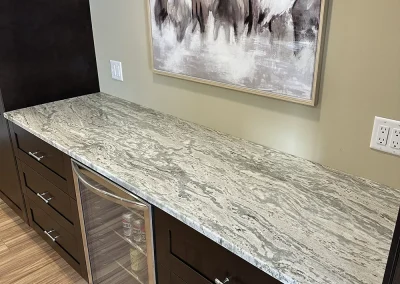 grey veined stone countertop dark cabinets st paul park