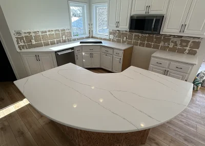 large curved kitchen island white stone st marys point mn