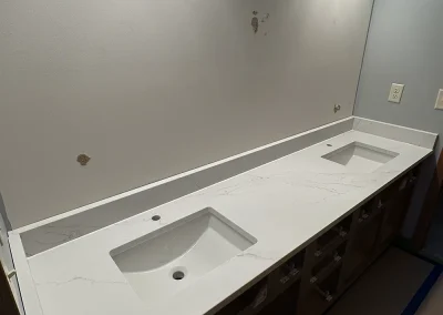 long double vanity white stone counter viking wi