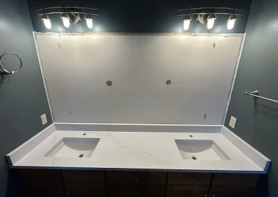 master bathroom double vanity white stone viking wi