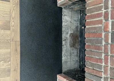 top down view black stone fireplace hearth lakeland shores mn