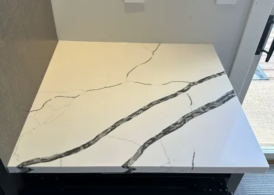 white quartz countertop bold black veining withrow mn