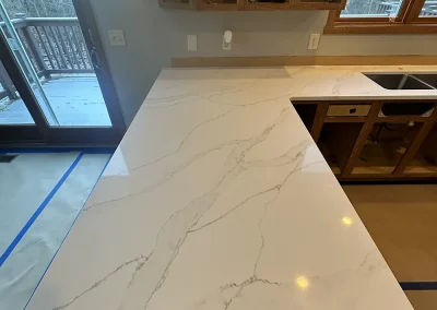 white quartz kitchen peninsula installation wildwood wisconsin
