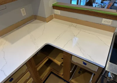 white stone countertop corner seam wildwood wi