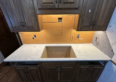 white stone countertop sink cutout little canada mn