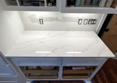 white stone countertop with grey veining trimbelle wi