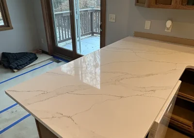 white stone kitchen peninsula overhang wildwood wi